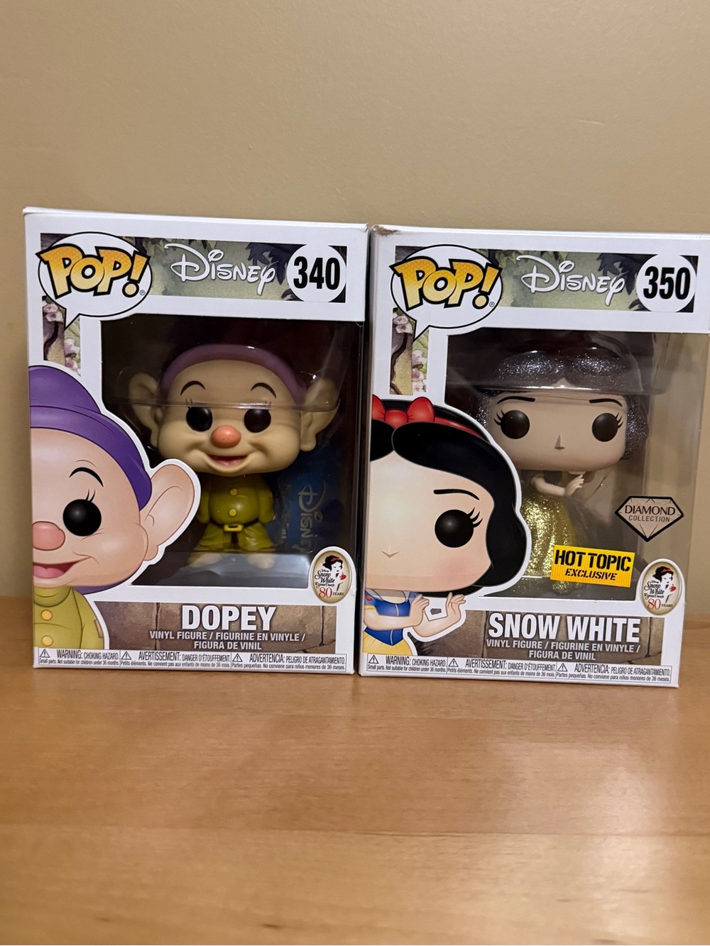 Disney Snow White & Dopey Funko Pop! Figures - Purple, Yellow, Black